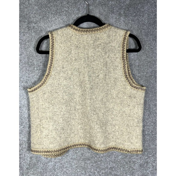 Monarca Wool Blend Sleeveless Western Riding Rodeo Vest Womens Large Tan Cream - Picture 2 of 13